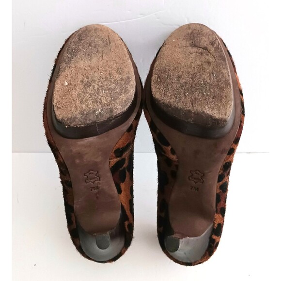 Tory Burch Camille Leopard Calf Hair Platform High Heel Pump 7M Dustbag - Picture 13 of 14